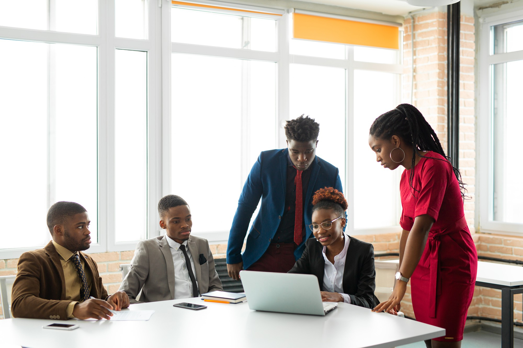 Business partners collaborating with blockchain solutions