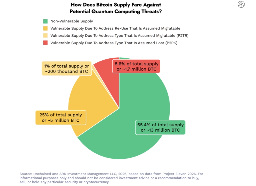 Bitcoin supply vulnerable to quantum attacks 2026 infographic